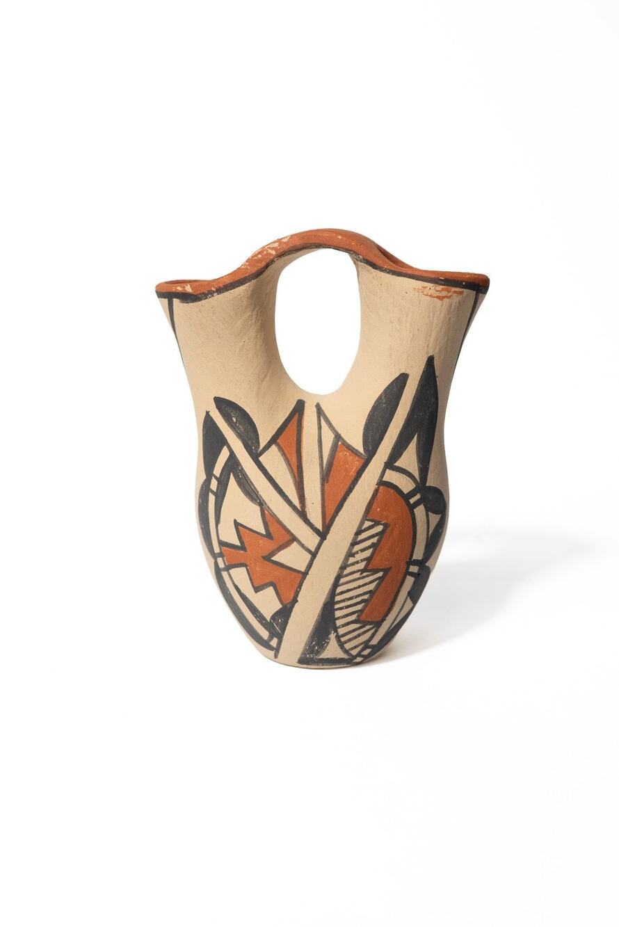 Vintage Jemez Pueblo Pottery Wedding Vase - Signed CC New Mexico Native American